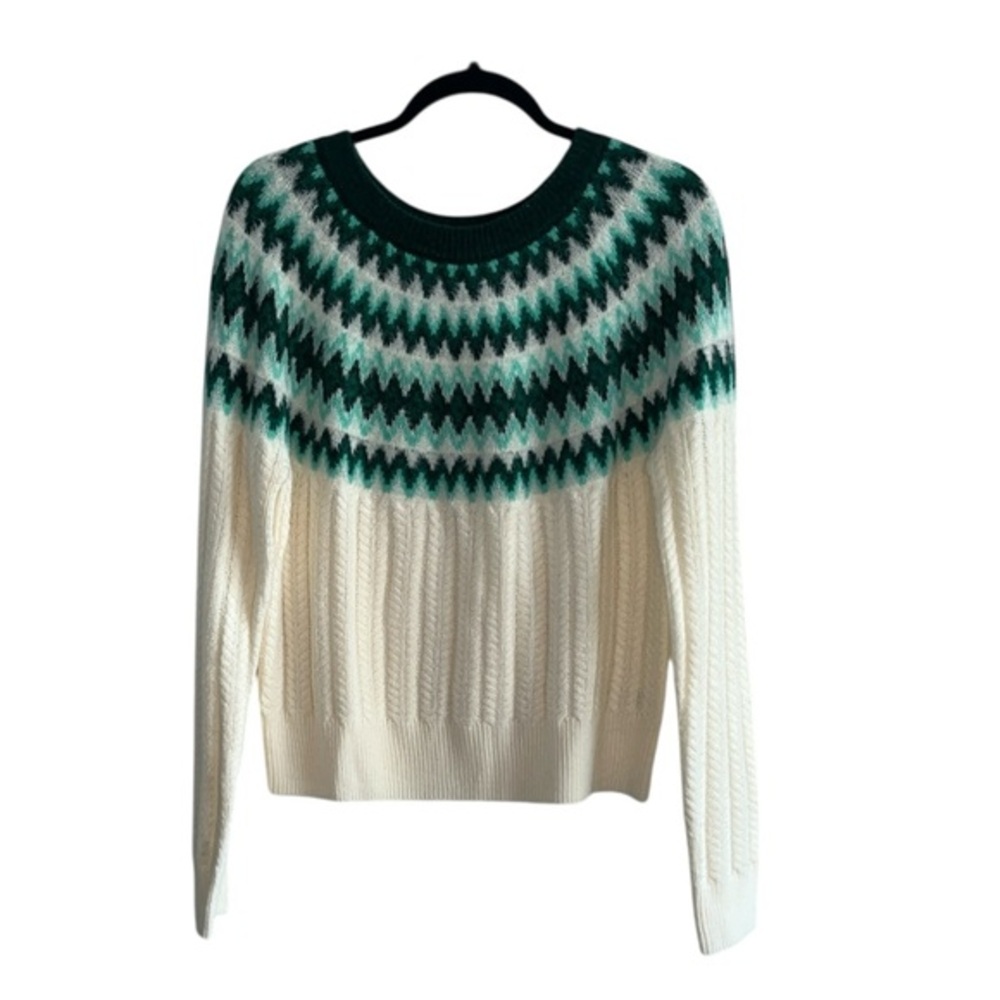 Draper James Women's Fair Isle Sweater Green White Size Medium